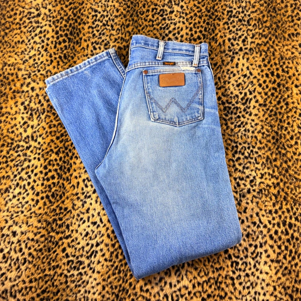 Vintage Wrangler Cowboy Cut 13MWZ Light Wash Denim Jeans 35x34 Mexico